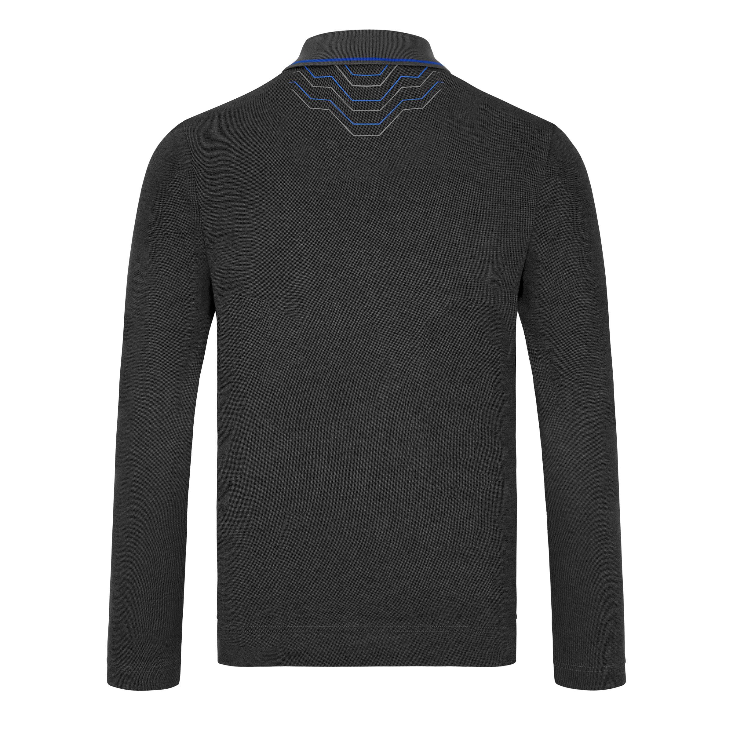 Original Audi Poloshirt Langarm, Kaskade Herren,grau 